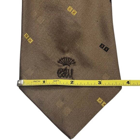 Vintage Woolf Brothers Countess Mara Tie Brown Black Yellow, Preowned - Picture 6 of 7